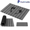 PlushPuddle Foldable Stone Bath Mat, 2 PCS Quick-Dry Diatomaceous Earth Stone Drying Mat for Bathroom, Non-Slip Rubber Base, Shower Mat Outside Shower, Easy to Store, Easy to Clean (Grey 24"×16" & 8"x4")